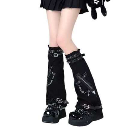 Y2K Spice Girl Punk Black Cowboy Leg Covers Leg Warmer