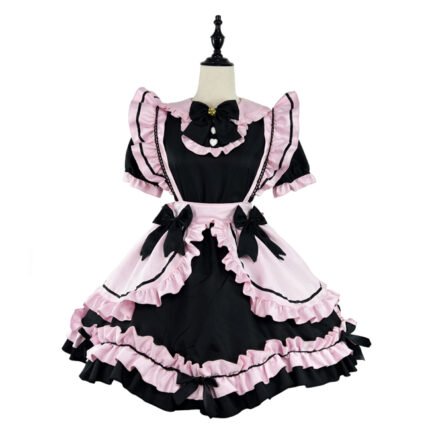 Japanese Girl Lolita Dress black Pink Maid Outfit