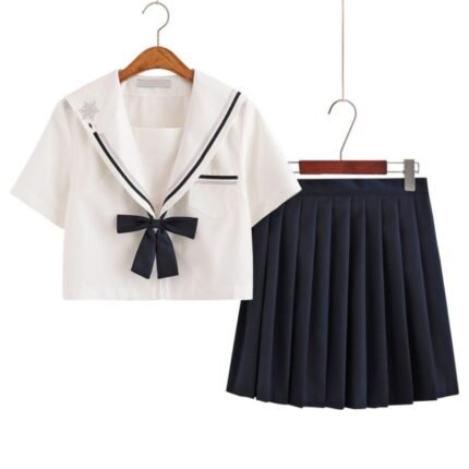 Japanese Girls JK Uniform Sailor Suit School Class Clothes White