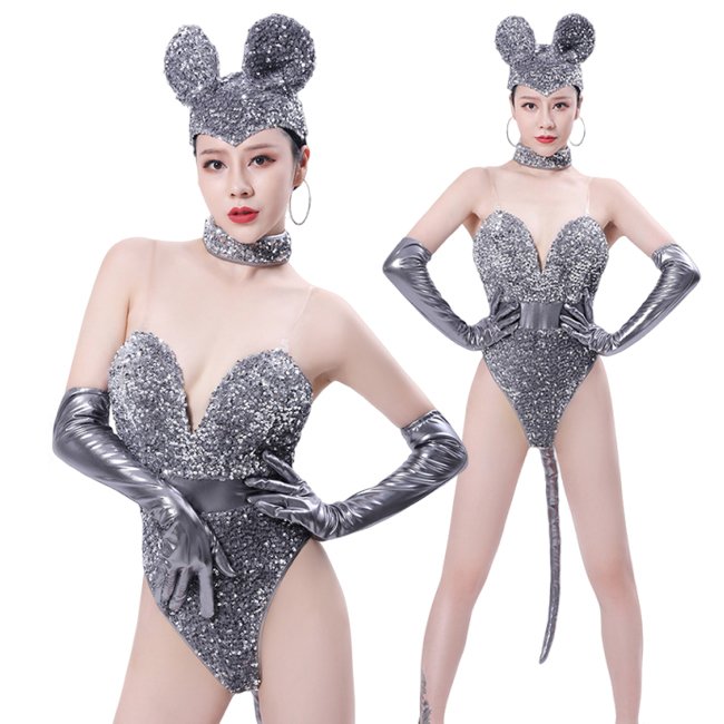 Female Sexy Sequins costume Bar DS Performance Clothes One-Piece Stage Suit