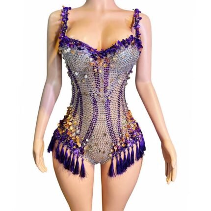 Pop Star Outfits Female Singer Sequin Bodysuit Costumes