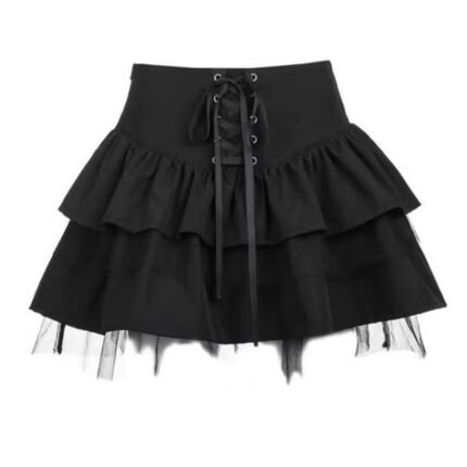 Lolita Spicy Girl Y2K Skinny Mesh Splicing Cake Skirt Mini Skirt