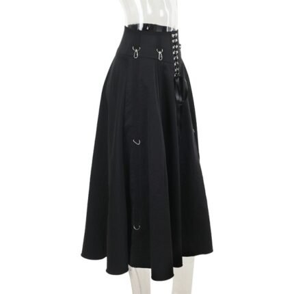 Women Summer Gothic A-Line Skirt Black