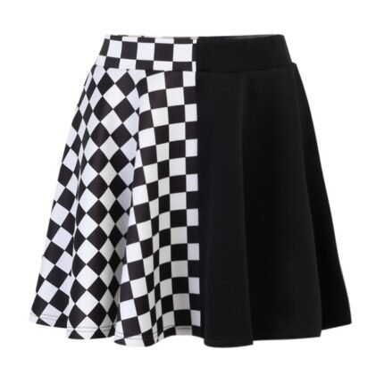 Women Summer Patchwork Plaid High Waist Short Skirt