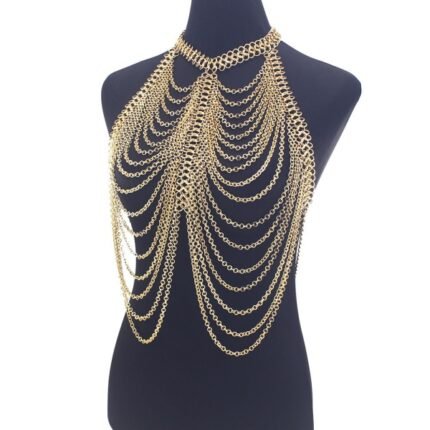 Women Exaggerated Multi-Layer Metal Body Chain