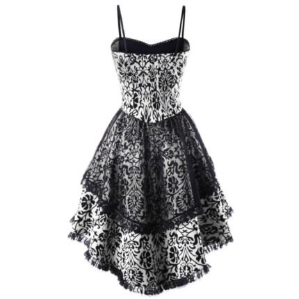 Women Plus Size Dress Lolita Strap Lace Bandage Irregular Dress