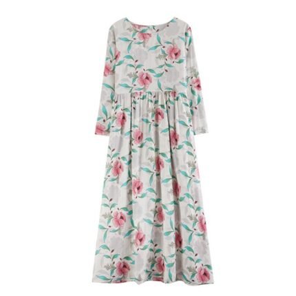 Mother Women Floral Print Cotton Linen Travel Dress