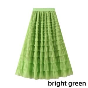 Women Elegant Mesh Ruffle Celebrity Cake Skirt Princess Party Multi-Layer Skirt