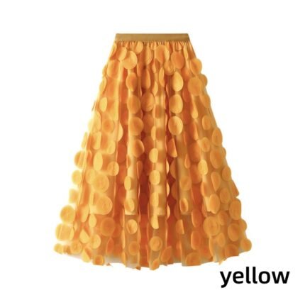 Women Hepburn Style Polka Dot Mesh Tent Skirt Umbrella Skirt