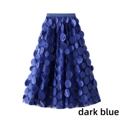 Women Hepburn Style Polka Dot Mesh Tent Skirt Umbrella Skirt