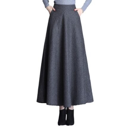 Women Winter Thick Woolen Swing A-Line Skirt