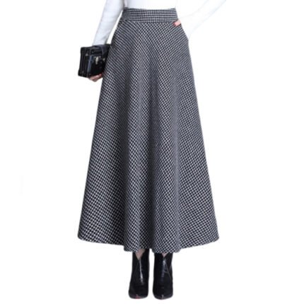 Women Winter Thick Woolen Swing A-Line Skirt