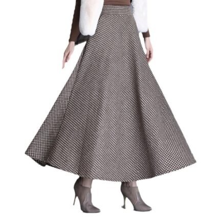 Women Winter Thick Woolen Swing A-Line Skirt