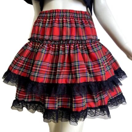 Harajuku Spicy Girl Gothic Punk Style Cake Skirt Lace Plaid Lolita Skirt