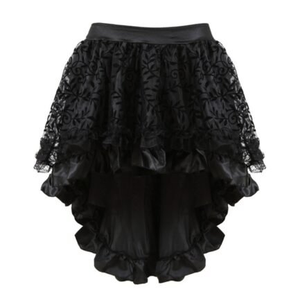 Lolita Spicy Girl Irregular Lace Flocking Zipper Skirt Party Skirt