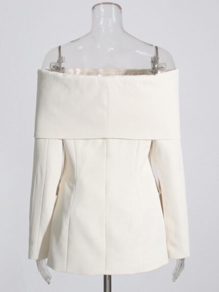 Women Fashion NICHE Design One-Shoulder Strapless Jacket Suit Outwear