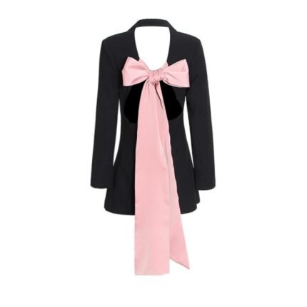 Female French Celebrity Style Straps Bow Dress Suit New Backless Luxury Jacket Outwear