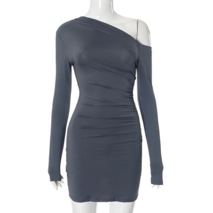 Women Sexy One-Shoulder Package Dress