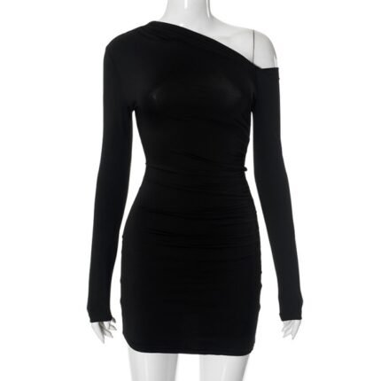 Women Sexy One-Shoulder Package Dress