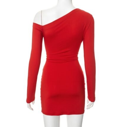 Women Sexy One-Shoulder Package Dress