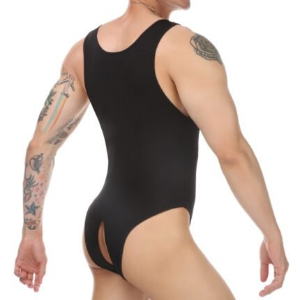 Men's Sexy Fetish Lingerie Open-Back Tank Bodysuit