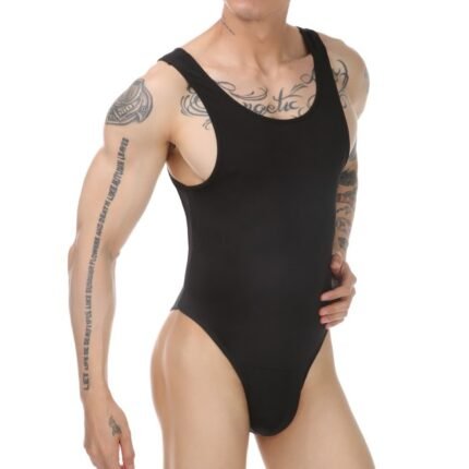 Men's Sexy Fetish Lingerie Open-Back Tank Bodysuit