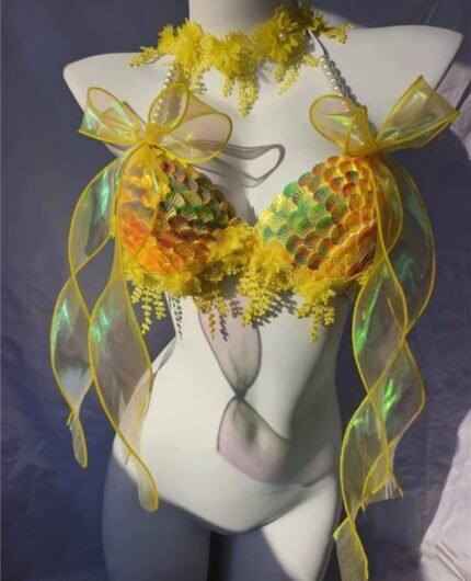 Mermaid Sequins Shell Bikini Top Bra Performance Studio Show Costume