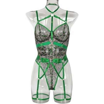 Women Leopard Print Sheer Mesh Bodysuit Teddy Lingerie