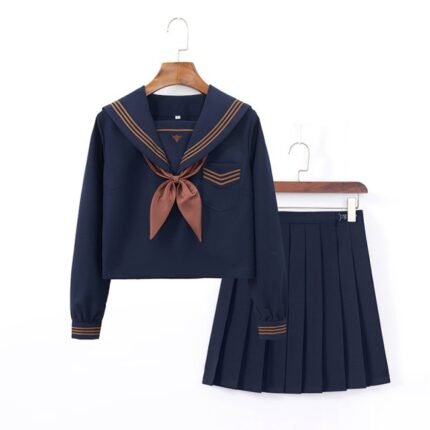 Japanese School Girl Sailor uniform JK Suit Pleated Skirt