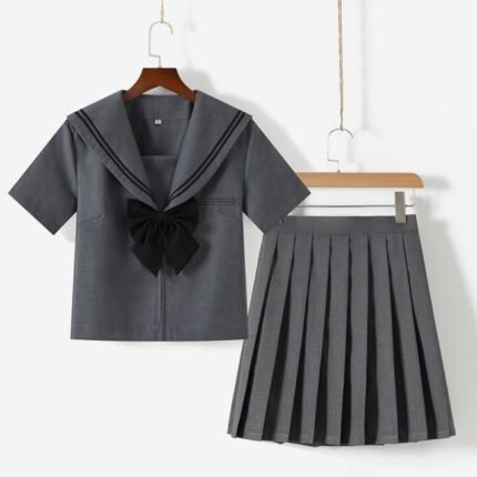 Japanese School Class JK Uniform Sailor Outfits Suit Grey