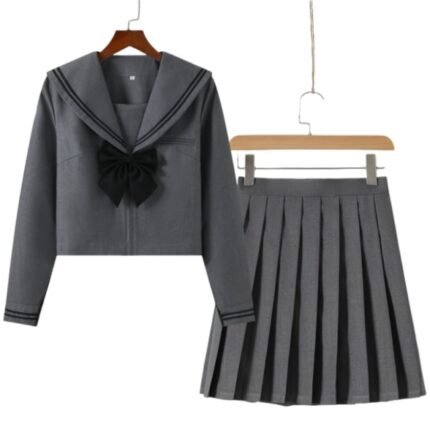 Japanese School Class JK Uniform Sailor Outfits Suit Grey