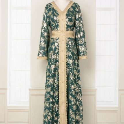 Middle East Dubai Muslim Abaya Women's Evening Dress Grab Flower Stamped Robe