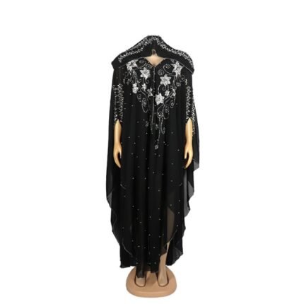 Muslim Abaya Dubai Dress Women Summer Chiffon Pearl Beads Dresses
