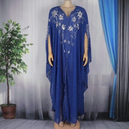 Muslim Abaya Dubai Dress Women Summer Chiffon Pearl Beads Dresses