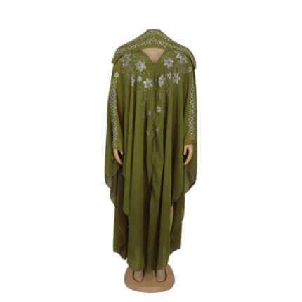 Muslim Abaya Dubai Dress Women Summer Chiffon Pearl Beads Dresses