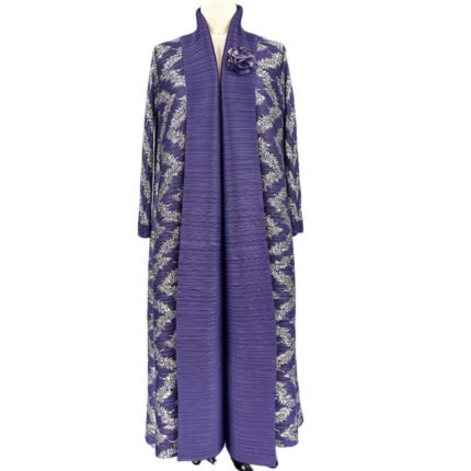 Middle East Arabian Women's Cardigan Robe Pleated Stamped Abaya Dubai Coat