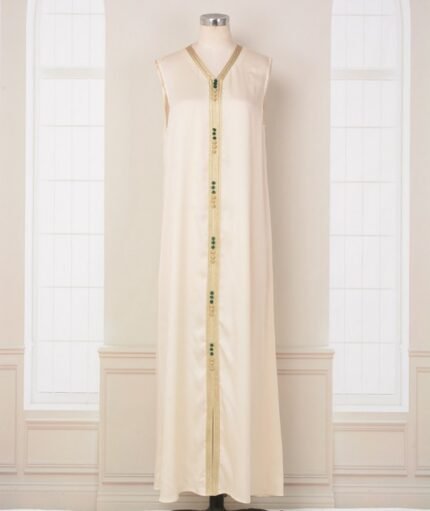 Arab Robe Dress Women Embroidered Cardigan Vest Two Piece Set