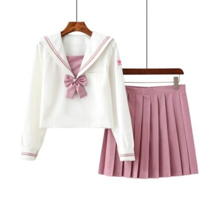 Japanese School Girls Sailor Uniform Student Orthodox JK Clothing Sweet Pink