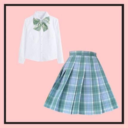 Japanese school student JK uniform female summer pleated plaid skirt dress suit