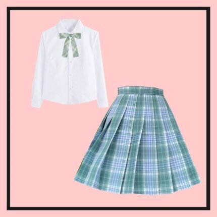 Japanese school student JK uniform female summer pleated plaid skirt dress suit