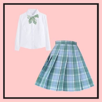 Japanese school student JK uniform female summer pleated plaid skirt dress suit