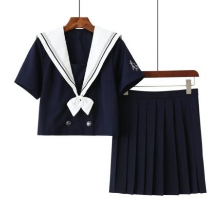 School Girl Sailor Uniform Cosplay Students Cothes Navy Blue