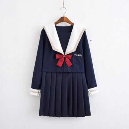 JK High School Uniform Set Girls Long Sleeve Sailor Class Uniform