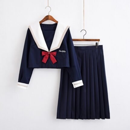 JK High School Uniform Set Girls Long Sleeve Sailor Class Uniform