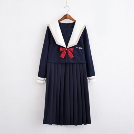 JK High School Uniform Set Girls Long Sleeve Sailor Class Uniform