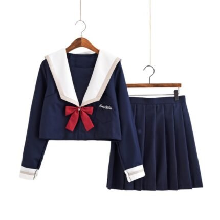 JK High School Uniform Set Girls Long Sleeve Sailor Class Uniform