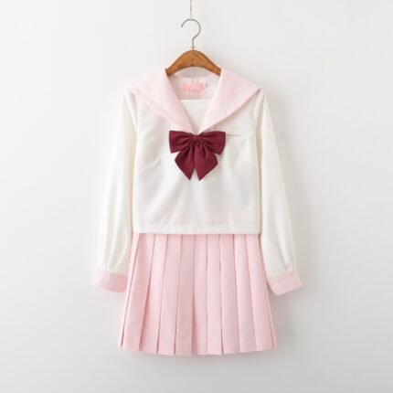 Sweet Pink Japanese JK Uniform Hight School Outfits for School Teenage Girl