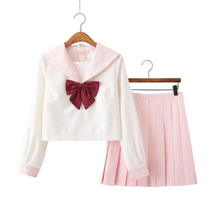 Sweet Pink Japanese JK Uniform Cosplay Hight School Outfits for School Teenage Girl
