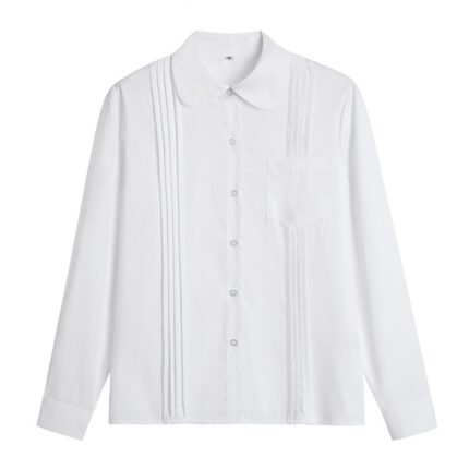 Taiwan Middle School JK Uniform Shirt Girls Preppy Style Pleated Blouse Top