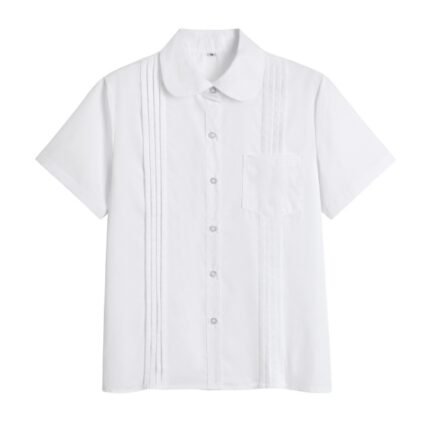 Taiwan Middle School JK Uniform Shirt Girls Preppy Style Pleated Blouse Top